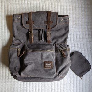 (NWOT) Kaukko Vintage-look Canvas & Leather Backpack